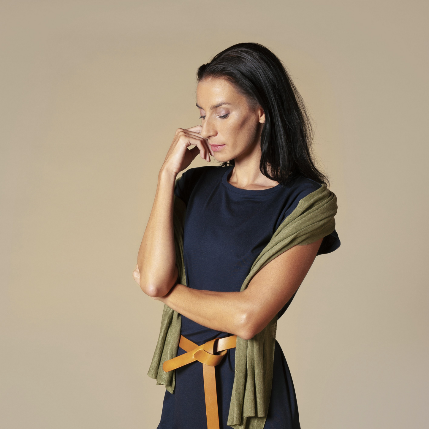 Knielanges Shirtkleid Kurzarm aus Tencel