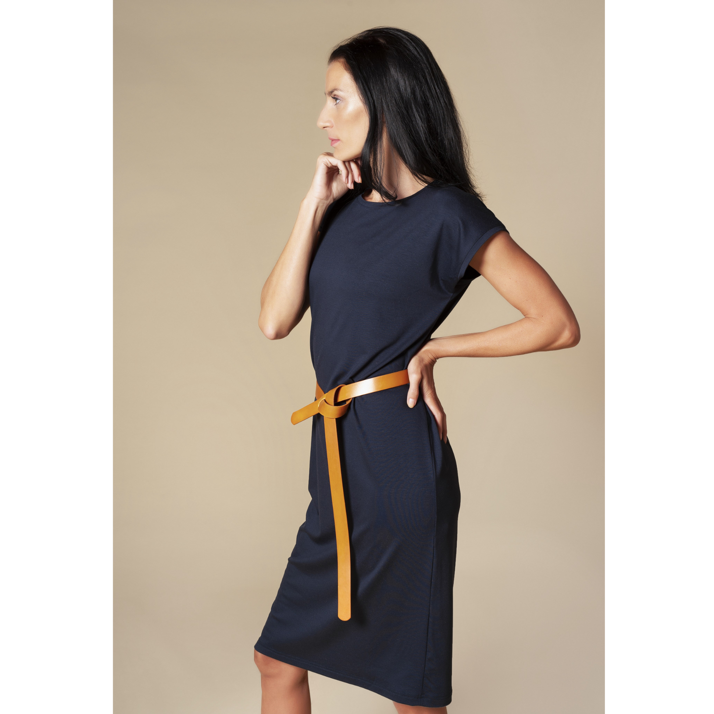 Knielanges Shirtkleid Kurzarm aus Tencel