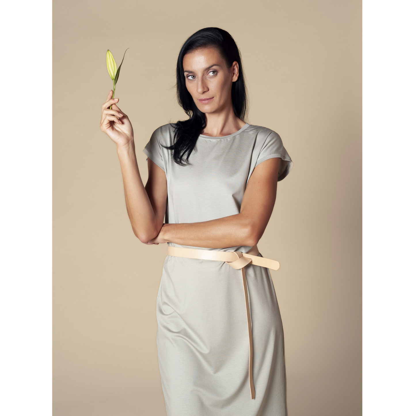 Knielanges Shirtkleid Kurzarm aus Tencel
