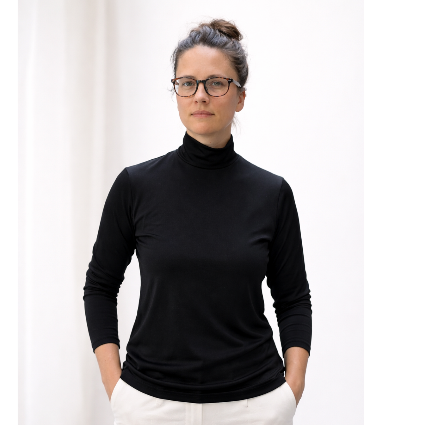 Rollkragen-Langarmshirt Regular aus Tencel™ Jersey