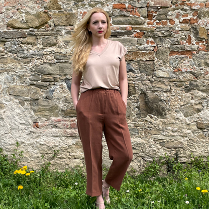 7/8 Damenhose aus Tencel & Leinen - elastischer Bund | DIANA