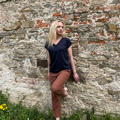 7/8 Damenhose aus Tencel & Leinen - elastischer Bund | DIANA