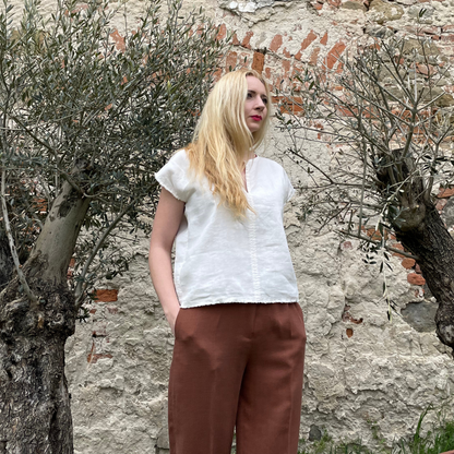 7/8 Damenhose aus Tencel & Leinen - elastischer Bund | DIANA