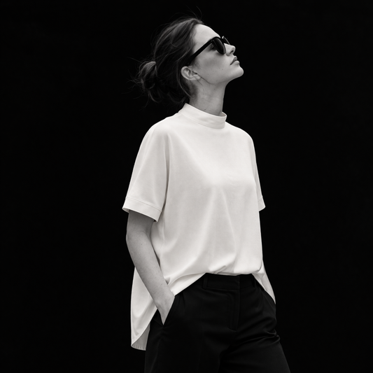 T-Shirt mit Stehkragen Boxy Elegance aus Tencel™ Jersey | BETH